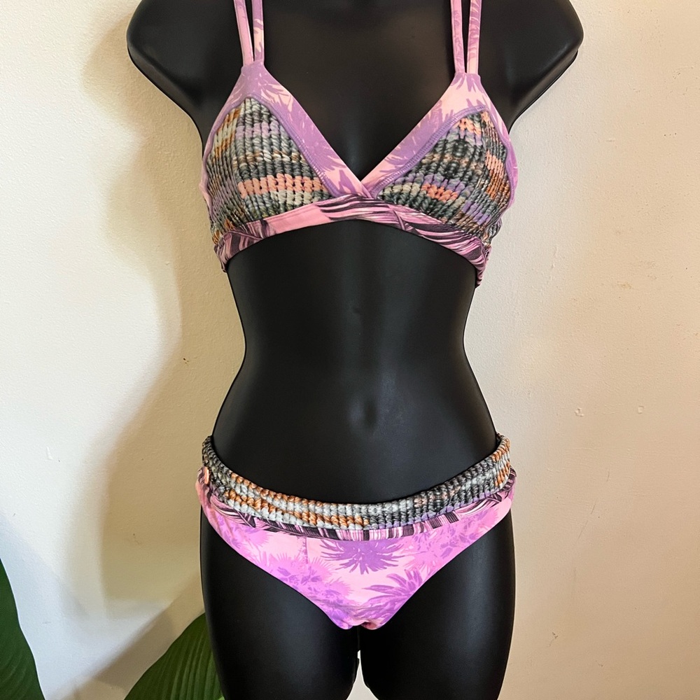 Maaji Pink and Gray Bikini with Strappy Details